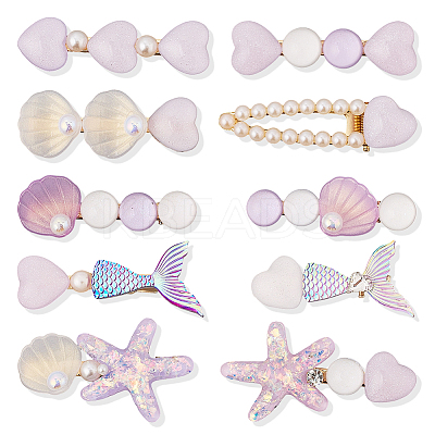 2 Bags 2 Styles Resin & Alloy Alligator Hair Clips AJEW-CY0001-39C-1