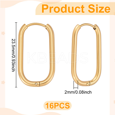 16Pcs Ion Plating(IP) 304 Stainless Steel Hoop Earrings for Women EJEW-UN0003-01-1