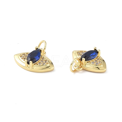 Brass Micro Pave Marine Blue Cubic Zirconia Charmss KK-E068-VF351-1