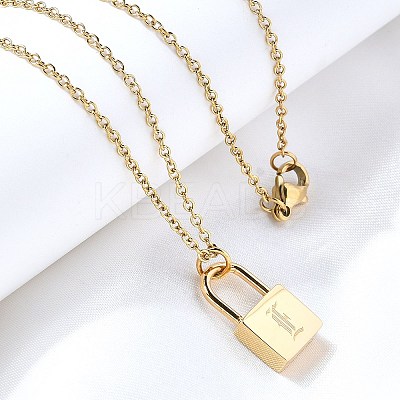 304 Stainless Steel Rolo Chain Pendant Necklaces NJEW-S444-01G-05-1