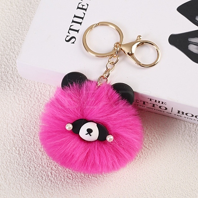 Red Pnada Furry Pom-Pom Keychain for Women PW-WG95C5D-02-1