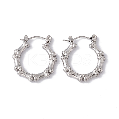 Non-Tarnish 304 Stainless Steel Dog Bone Wrap Hoop Earrings for Women EJEW-E199-05P-1