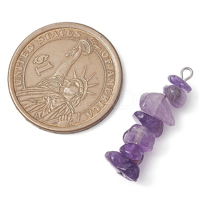 Gradient Color Natural Lavender Amethyst & Natural Blue Lace Agate Chip Beaded Pendants PALLOY-JF02791-03-1