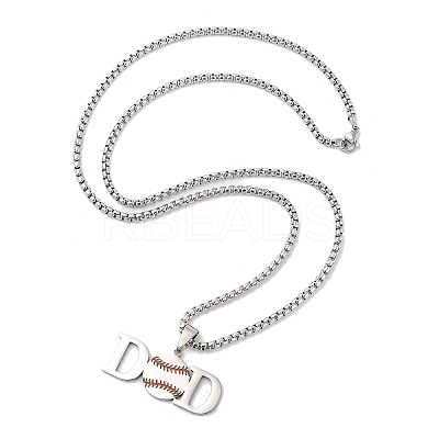 202 Stainless Steel Enamel Box Chain Sport Ball Pendant Necklaces for Men LS-NJEW-K380-01A-02-1
