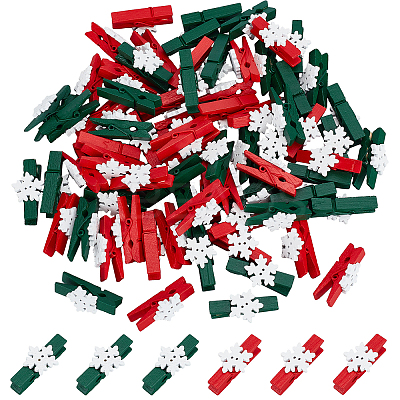 100Pcs 2 Colors Dyed Wooden Craft Pegs Clips DIY-CP0008-76-1