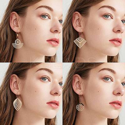 DIY Wood Pendant Drop Earring Making Kit DIY-SZ0007-36-1