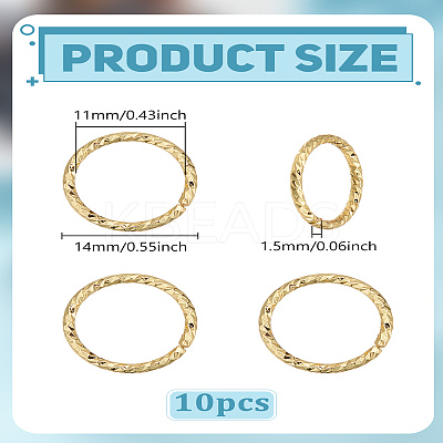 10Pcs Brass Textured Open Jump Rings KK-LP0004-39-1