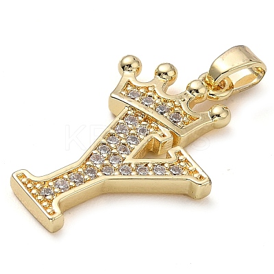 Rack Plating Brass Micro Pave Cubic Zirconia Pendants KK-D535-01Y-RS-1