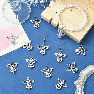 60Pcs 10 Colors Acrylic Pendants PALLOY-CJ00098-1