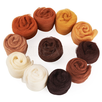 55G 11 Colors Needle Felting Wool Roving DIY-TA0012-86-1
