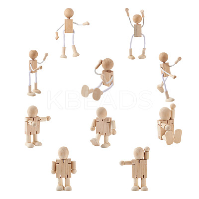 Unfinished Blank Wooden Robot Toys AJEW-TA0001-03-1