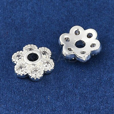 Brass Micro Pave Clear Cubic Zirconia Bead Caps KK-I719-07S-1