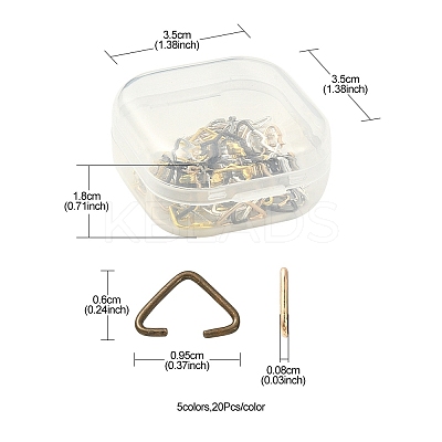 100Pcs 5 Colors Iron Triangle Rings IFIN-YW0001-82-1
