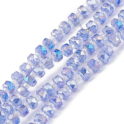 Transparent Electroplate Glass Beads Strands X-EGLA-F153-AB08-1