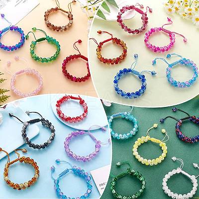Sparkling Round Glass Braided Bead Bracelet BJEW-SW00082-01-1