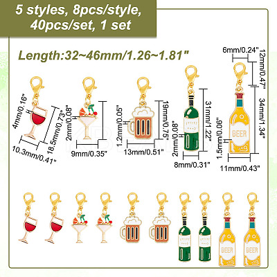 Beer & Wine Theme Pendant Stitch Markers HJEW-AB00425-1