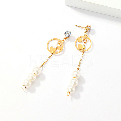 Golden 304 Stainless Steel Dangle Stud Earrings CL0746-3-1