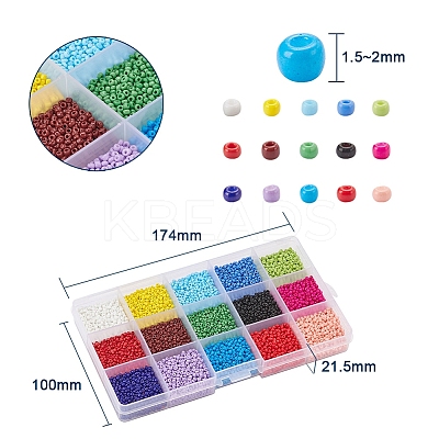 195G 15 Colors Glass Seed Beads SEED-YW0001-11A-1