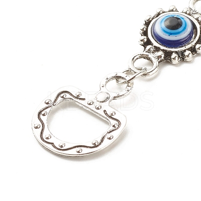Alloy & Glass Turkish Blue Evil Eye Pendant Decoration HJEW-I008-02AS-1