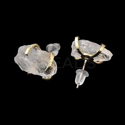 Raw Rough Natural Quartz Crystal Stud Earrings EJEW-R148-01LG-05-1
