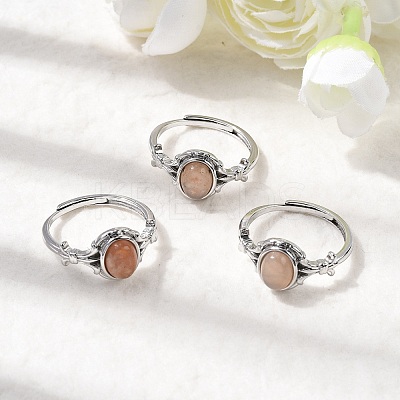 Natural Gemstone Finger Rings RJEW-A084-03P-1