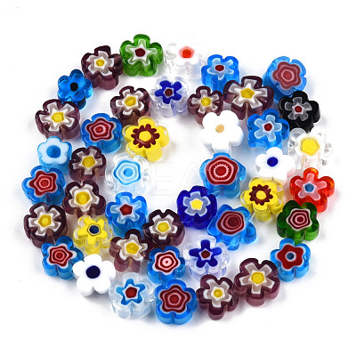 Handmade Millefiori Glass Bead Strands LAMP-N029-017C-08-1