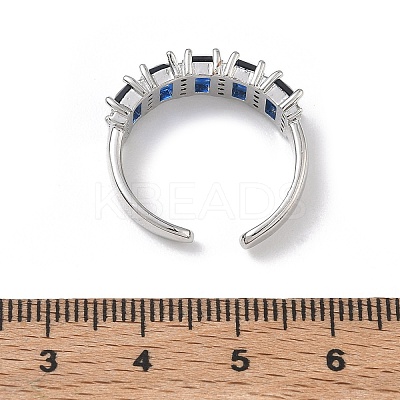 Brass Micro Pave Cubic Zirconia Cuff Open Rings for Women RJEW-L343-16P-1