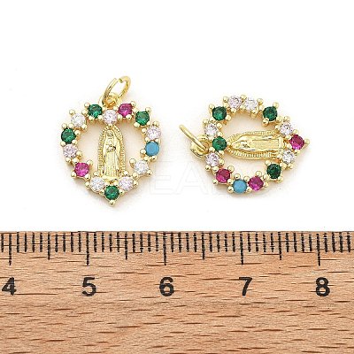 Brass Micro Pave Cubic Zirconia Pendants KK-C092-24L-G-1