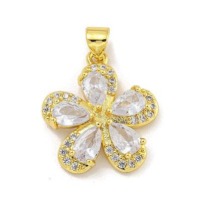 Rack Plating Brass Micro Pave Cubic Zirconia Pendants KK-G513-93G-02-1