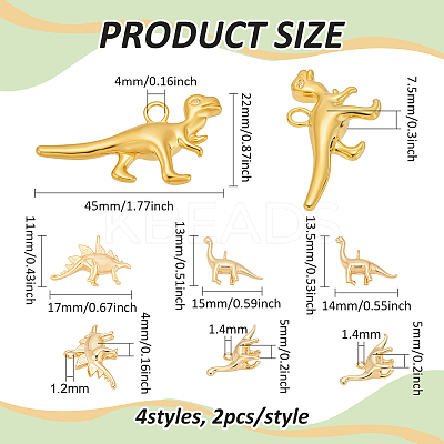 8Pcs 4 Styles Brass Pendants KK-BC0014-82-1