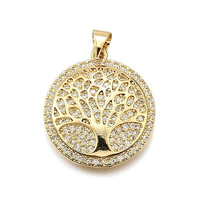 Rack Plating Brass Micro Pave Cubic Zirconia Pendants KK-K401-93G-1
