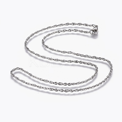 Non-Tarnish 304 Stainless Steel Rope Chain Necklaces NJEW-L167-01B-P-1