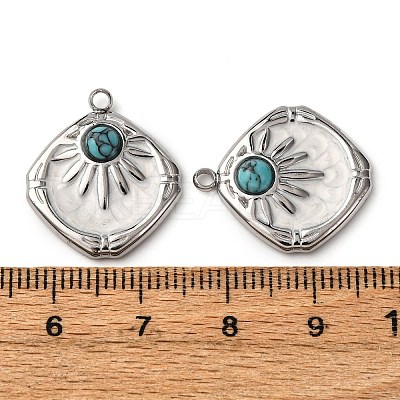 304 Stainless Steel White Enamel Pendants STAS-P406-03P-1