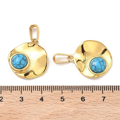 304 Stainless Steel with Synthetic Turquoise Pendants STAS-L309-21C-G-1