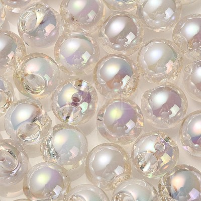 Transparent UV Plating Rainbow Iridescent Acrylic Beads OACR-P015-03L-1