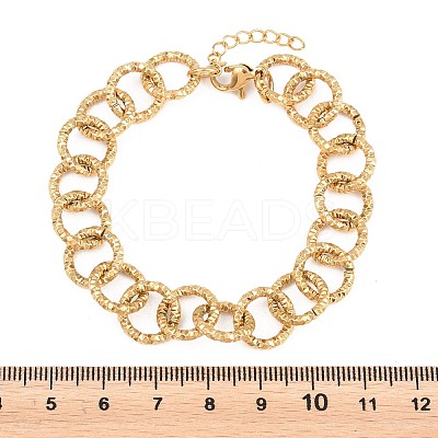Hammered 304 Stainless Steel Rolo Chain Bracelets for Women BJEW-A160-10G-1