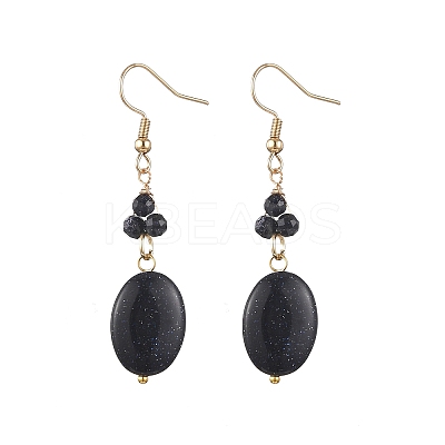 3 Pairs Synthetic Goldstone Dangle Earrings EJEW-JE06601-1