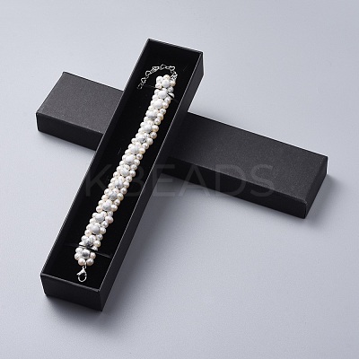 Natural Howlite Beads Bracelets BJEW-JB04604-03-1