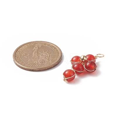 Natural Red Agate Copper Wire Wrapped Pendants PALLOY-JF01981-02-1