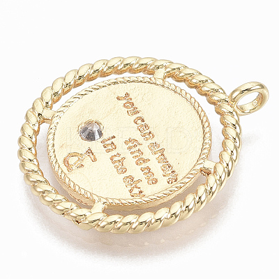 Brass Micro Pave Clear Cubic Zirconia Pendants KK-R126-020-NF-1