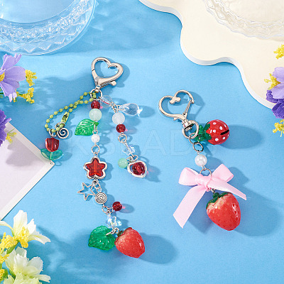 2Pcs 2 Styles Resin Pendant Decorations HJEW-TA0001-37-1