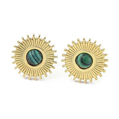 Ion Plating(IP) Real 18K Gold Plated 304 Stainless Steel Flat Round Stud Earrings EJEW-Z042-04E-1