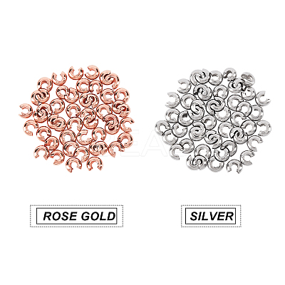 Electroplated 304 Stainless Steel Crimp Beads Covers STAS-UN0006-85-1