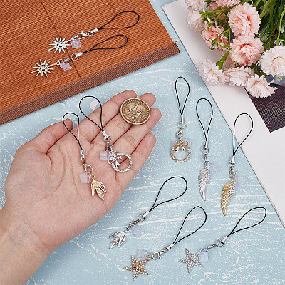 Alloy with Crystal Rhinestone Pendant Mobile Straps HJEW-OC00035-1