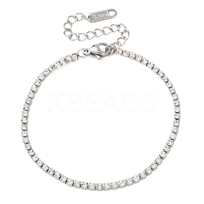 304 Stainless Steel Rhinestone Cup Chain Bracelets for Women BJEW-P376-01P-01-1