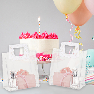 Valentine's Day Rectangle Transparent PVC Storage Bags with Handle ABAG-WH0046-05B-1
