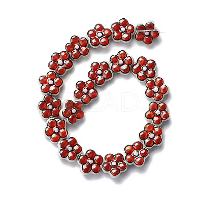 Handmade Porcelain Flower Beads Strands PORC-F003-01A-1