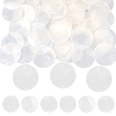 100Pcs Natural Capiz Shell Disc Connector Charms BSHE-SC0001-33-1