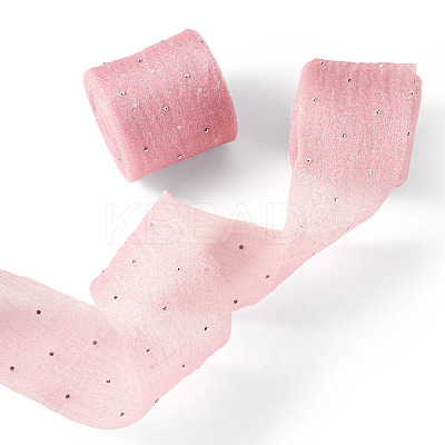 2Rolls Polyester Hot-fix Rhinestone Raw Edges Ribbon OCOR-TA0003-95D-1