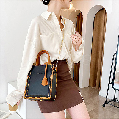 DIY Rectangle PU Leather Knitting Crochet Bags GN-TAC0003-08C-1